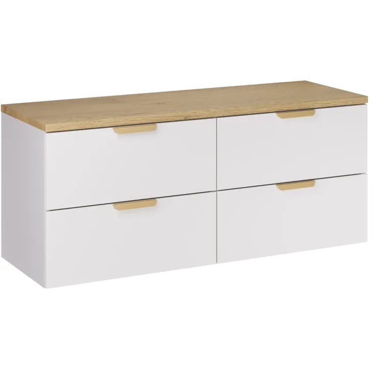 Mobile bagno sospeso 120cm 4 cassetti bianco rovere Speranza