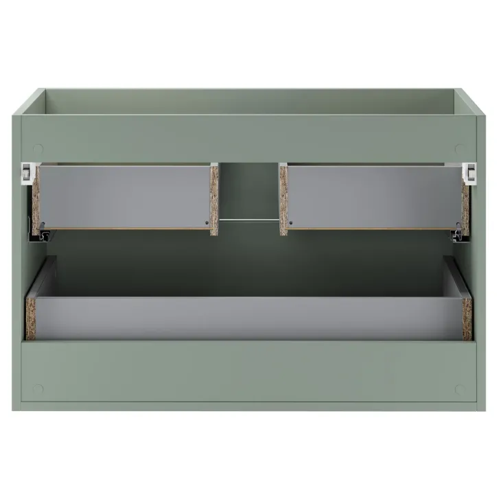 Mobile bagno sospeso 120cm 2 cassetti e vani verde salvia rovere Speranza
