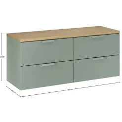 Mobile bagno sospeso 120cm 4 cassetti verde salvia rovere Speranza
