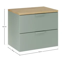Mobile bagno sospeso 60cm 2 cassetti verde salvia rovere Speranza