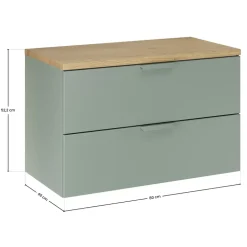 Mobile bagno sospeso 80cm 2 cassetti verde salvia rovere Speranza