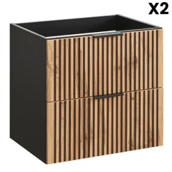 Mobile bagno sospeso 120cm 4 cassetti cannettato quercia antracite Limpid