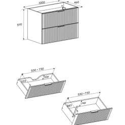 Mobile bagno sospeso 100cm cm con lavabo, specchio, colonna e cubotti quercia antracite Limpid