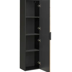 Mobile bagno sospeso 100cm cm con lavabo, specchio, colonna e cubotti quercia antracite Limpid