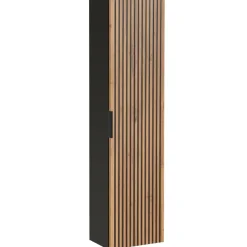 Mobile bagno sospeso 100cm cm con lavabo, specchio, colonna e cubotti quercia antracite Limpid