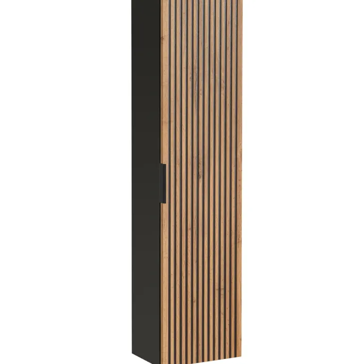 Mobile bagno sospeso 100cm cm con lavabo, specchio, colonna e cubotti quercia antracite Limpid