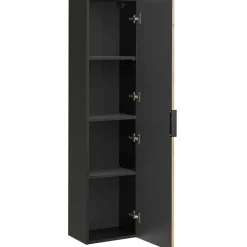 Mobile bagno sospeso 80cm cm con lavabo, specchio, colonna e cubotti quercia antracite Limpid