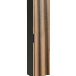 Mobile bagno sospeso 80cm cm con lavabo, specchio, colonna e cubotti quercia antracite Limpid