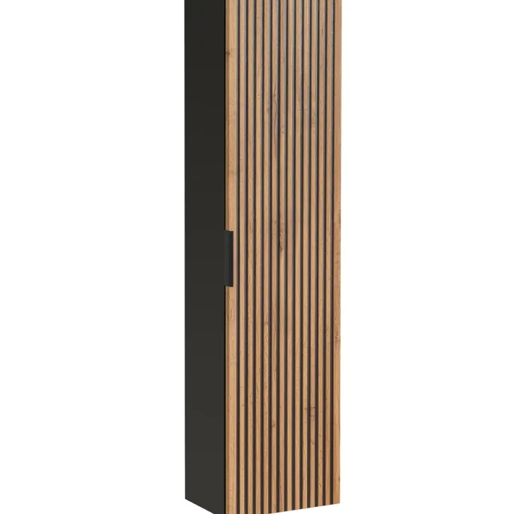 Mobile bagno sospeso 120cm cm con 2 lavabi da appoggio, 2 specchi, colonna e cubotti quercia antracite Limpid