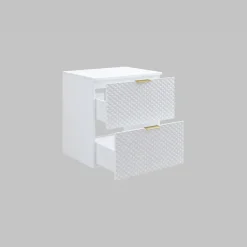 Mobile bagno sospeso 61cm con colonna bianco frontali decorati Konny