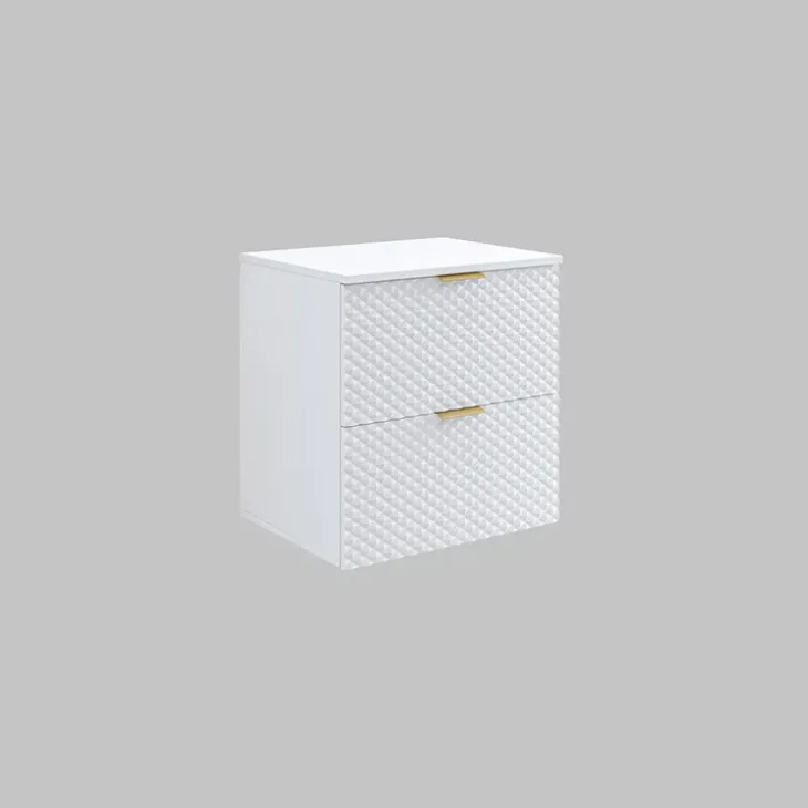 Mobile bagno sospeso 61cm con colonna bianco frontali decorati Konny