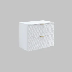 Mobile bagno sospeso 80cm con colonna bianco frontali decorati Konny