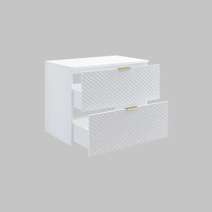 Mobile bagno sospeso 80cm con colonna bianco frontali decorati Konny