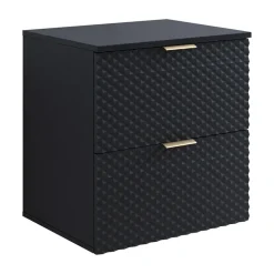 Mobile bagno sospeso 61cm con colonna nero frontali decorati Konny