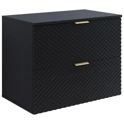 Mobile bagno sospeso 80cm con colonna nero frontali decorati Konny