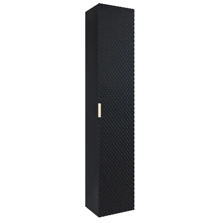 Mobile bagno sospeso 80cm con colonna nero frontali decorati Konny