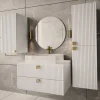 Mobile bagno sospeso 80cm con colonna e pensile maniglie oro bianco Bursa