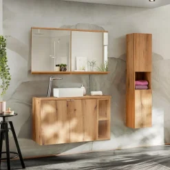 Mobile bagno sospeso 100cm con colonna rovere Rovery