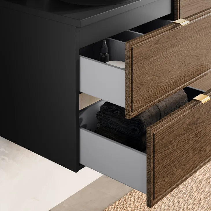 Mobile bagno sospeso 80cm con colonna noce Walnuts