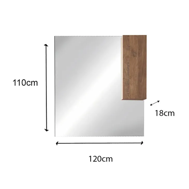 Mobile bagno sospeso 120cm con doppio lavabo e specchio rovere scuro Alvarez