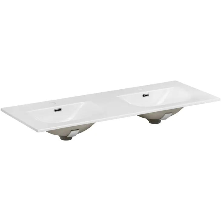 Mobile bagno sospeso 120cm con doppio lavabo da incasso beige rovere Swim