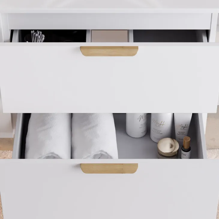 Mobile bagno sospeso 120cm con doppio lavabo 4 cassetti bianco Speranza