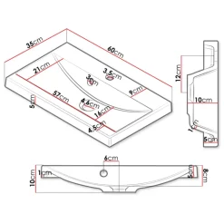 Mobile bagno sospeso 60cm con lavabo, specchio e colonne bianco rovere Florentina