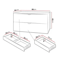 Mobile bagno sospeso 80cm con lavabo 2 cassetti nero Hakone 4