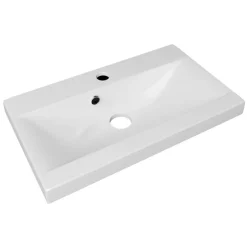 Mobile bagno sospeso 60cm con lavabo, specchio e 2 colonne vetrate rovere chiaro Luz