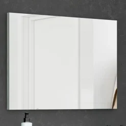 Mobile bagno sospeso 80cm con lavabo, specchio e colonna cemento bianco Oscar