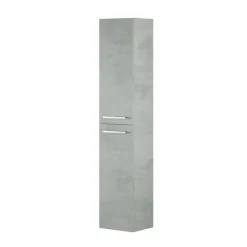 Mobile bagno sospeso 80cm con lavabo, specchio e colonna cemento bianco Oscar