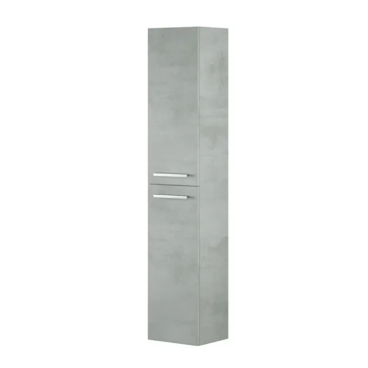 Mobile bagno sospeso 80cm con lavabo, specchio e colonna cemento bianco Oscar