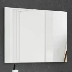 Mobile bagno sospeso 80cm con lavabo e specchio cemento bianco Oscar