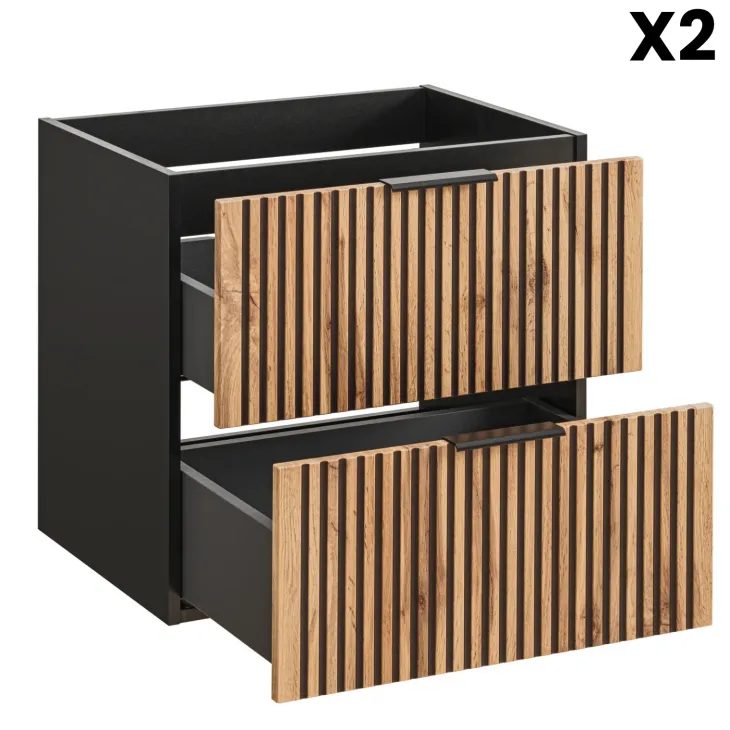 Mobile bagno sospeso 120cm con 2 lavabi da incasso quercia antracite Limpid