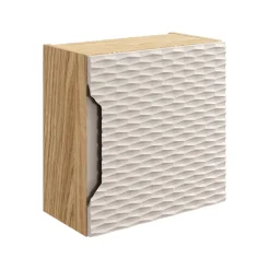 Mobile bagno sospeso 120cm con lavabo, specchio, colonna e 3 pensili beige rovere Swim