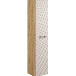 Mobile bagno sospeso 120cm con lavabo, specchio, colonna e 3 pensili beige rovere Swim