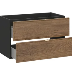 Mobile bagno sospeso 80cm con lavabo 2 cassetti noce Walnuts