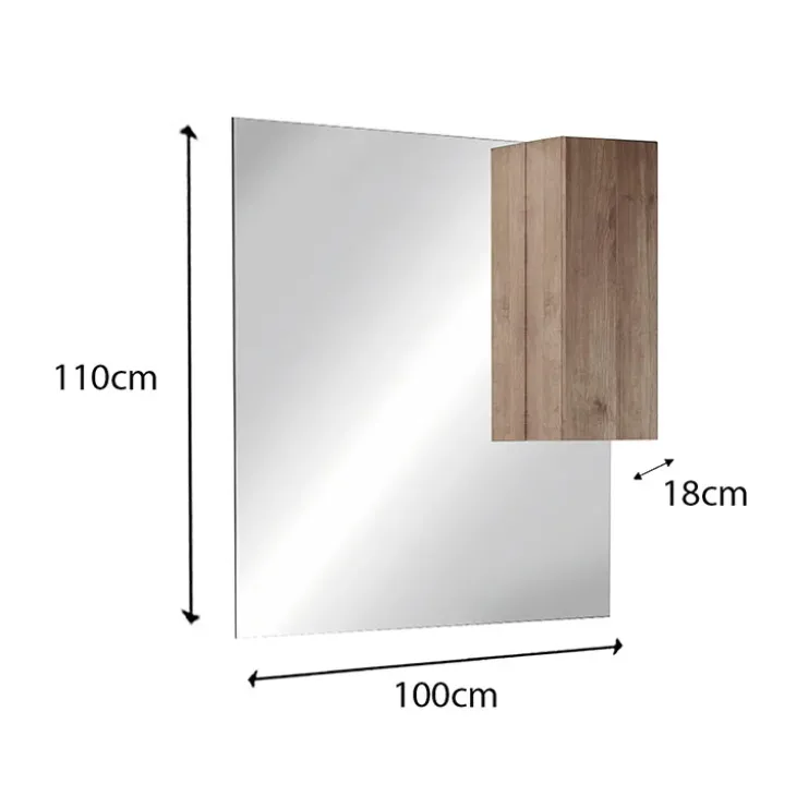 Mobile bagno sospeso 100cm con lavabo e specchio rovere scuro Alvarez