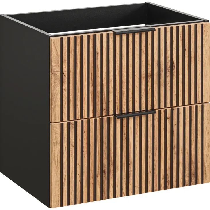 Mobile bagno sospeso 60 cm con lavabo nero da incasso quercia antracite Limpid