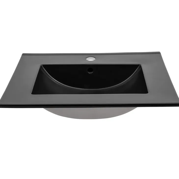 Mobile bagno sospeso 60 cm con lavabo nero da incasso quercia antracite Limpid