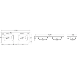 Mobile bagno sospeso 120 cm con 2 lavabi da incasso, 2 specchi e colonna quercia antracite Limpid