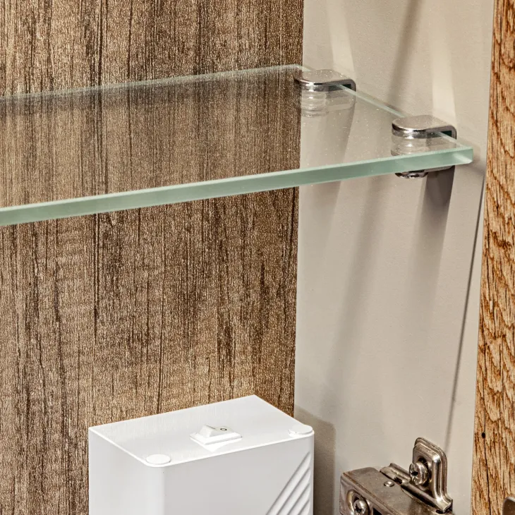 Mobile bagno sospeso 180cm con 2 lavabi, 2 mobili specchio e colonna grigio quercia Serif