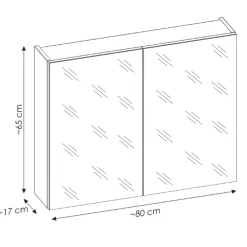 Mobile bagno sospeso 80cm con lavabo, mobile specchio e colonna grigio quercia Serif