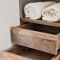 Mobile bagno sospeso 60cm con lavabo, mobile specchio, colonna e vani grigio quercia Serif