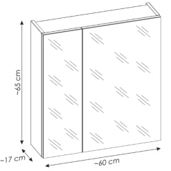 Mobile bagno sospeso 60cm con lavabo, mobile specchio, colonna e vani grigio quercia Serif