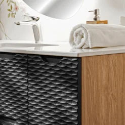 Mobile bagno sospeso 120cm con lavabo da incasso nero rovere Swim