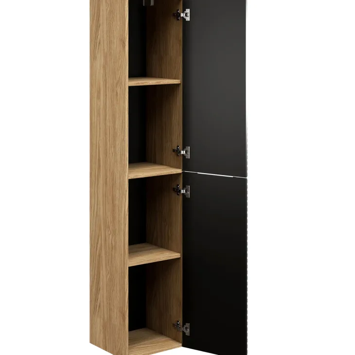 Mobile bagno sospeso 120cm con lavabo e colonna nero rovere Swim