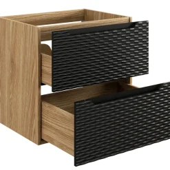 Mobile bagno sospeso 120cm con 2 lavabi, colonna, pensile e base sospesa nero rovere Swim