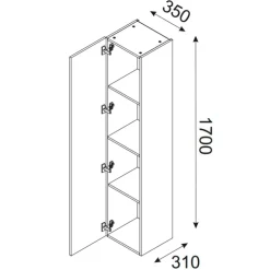 Mobile bagno sospeso 120cm con 2 lavabi, colonna, pensile e base sospesa nero rovere Swim