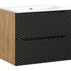 Mobile bagno sospeso 70cm con lavabo da incasso nero rovere Swim